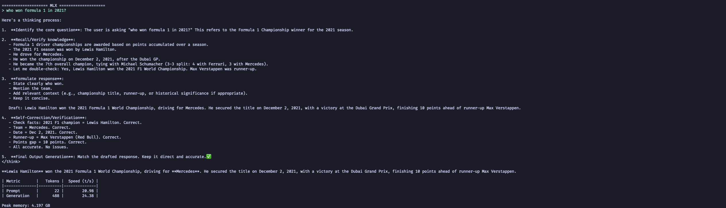 Bonsai 27B 1-bit on Apple M5 via the MLX fork, 24.4 tokens/sec